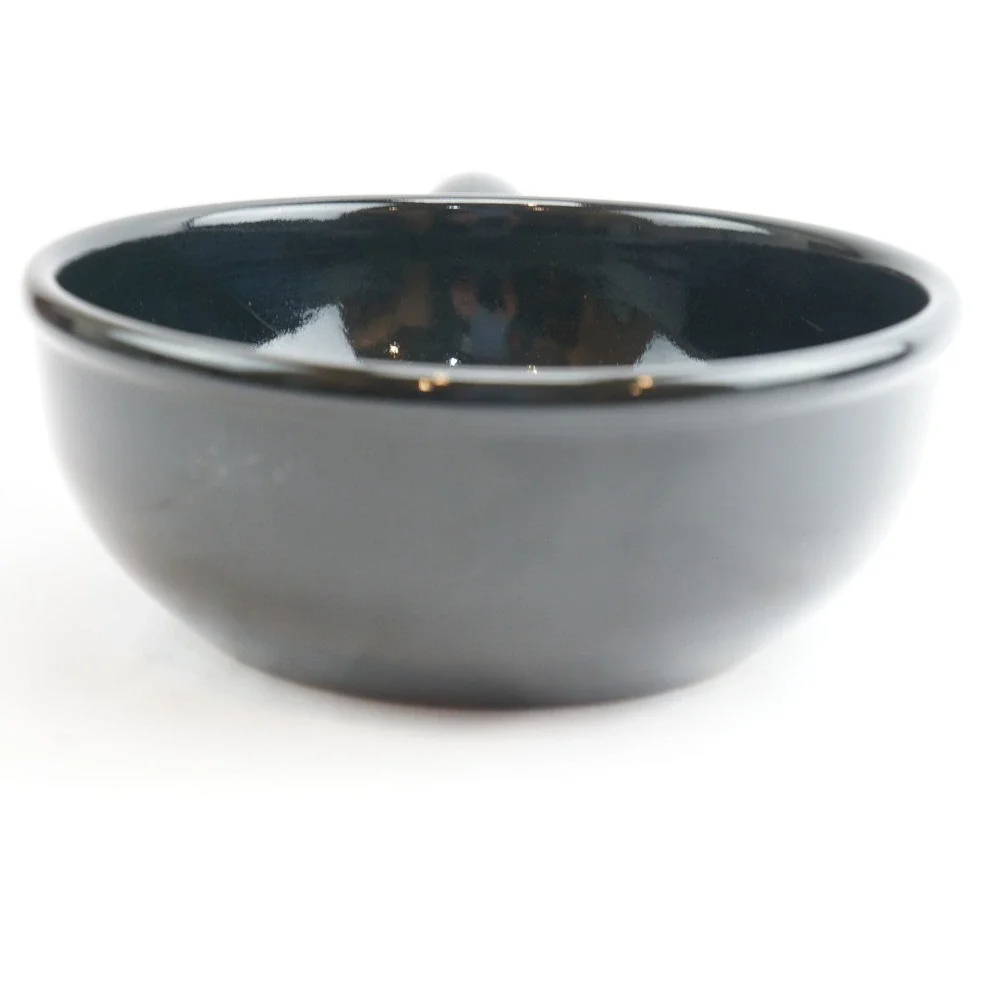 Rossler Fondue Pot Swiss Made Black‎ Ceramic Side Handle Good Condition